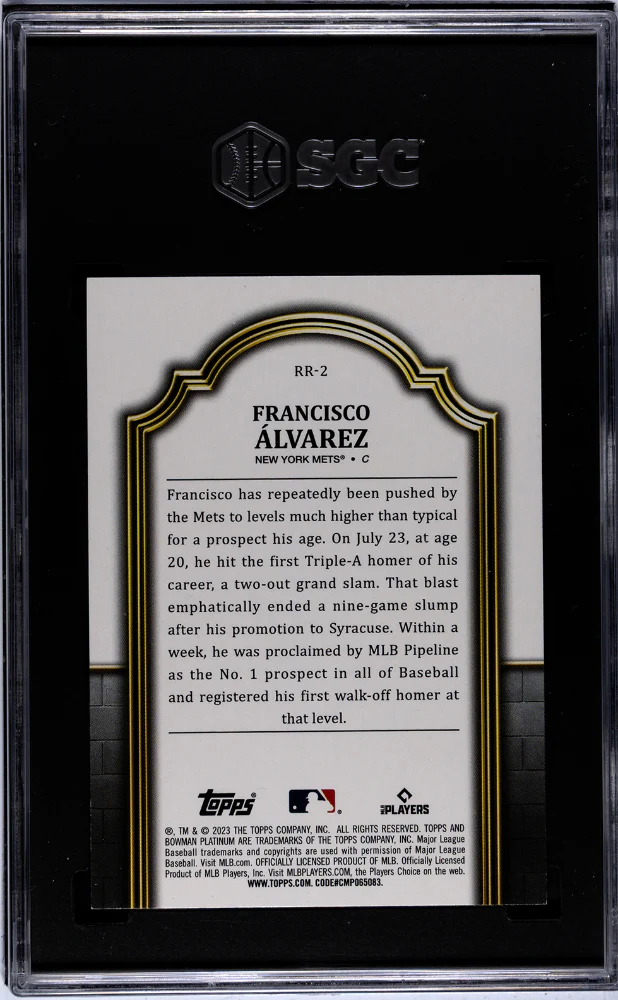 2023 Bowman Platinum Renowned Rookies Francisco Alvarez #RR-2 RC SGC 9 - Image 2