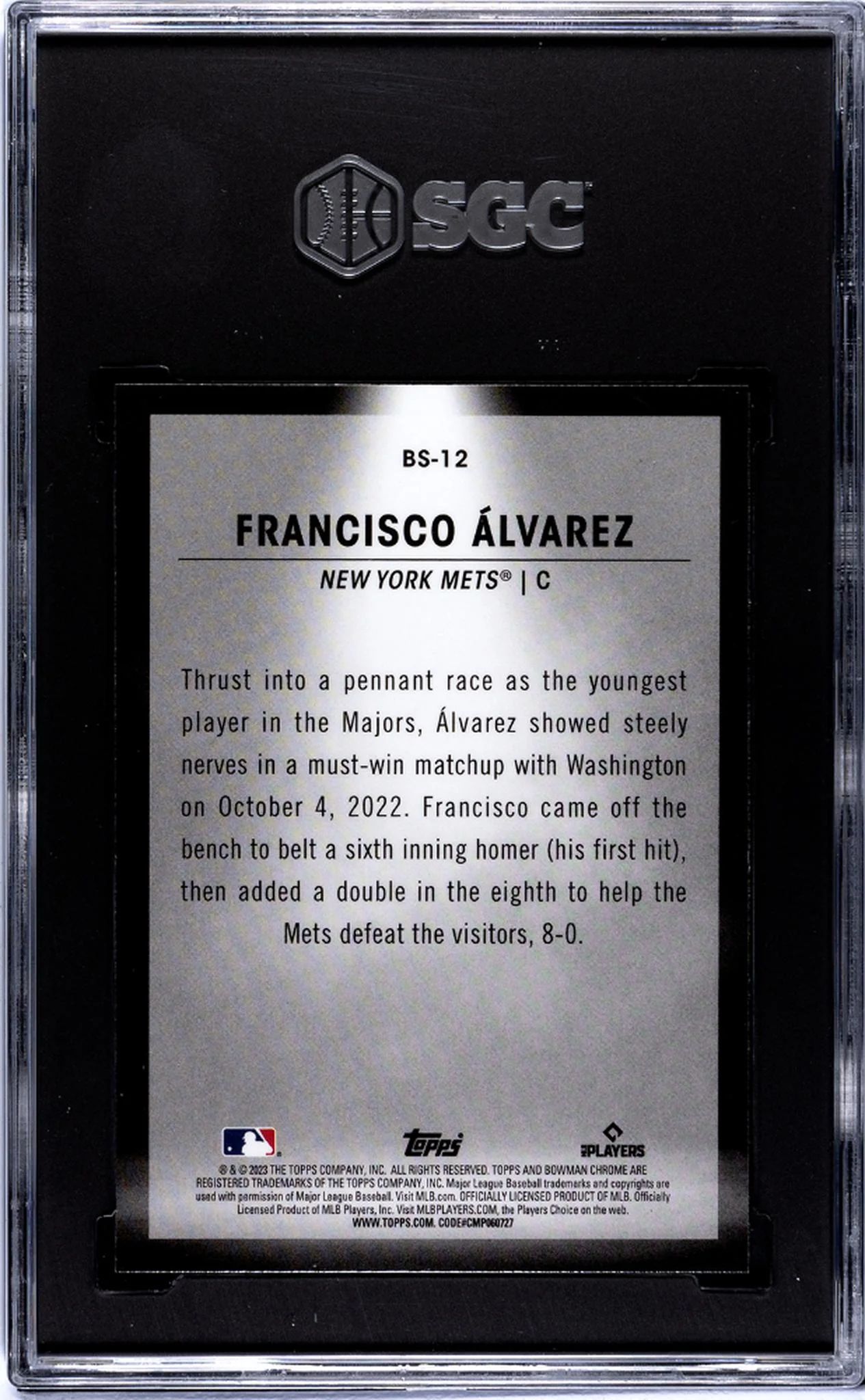 2023 Bowman Spotlights Francisco Alvarez #BS-12 RC SGC 9.5 - Image 2