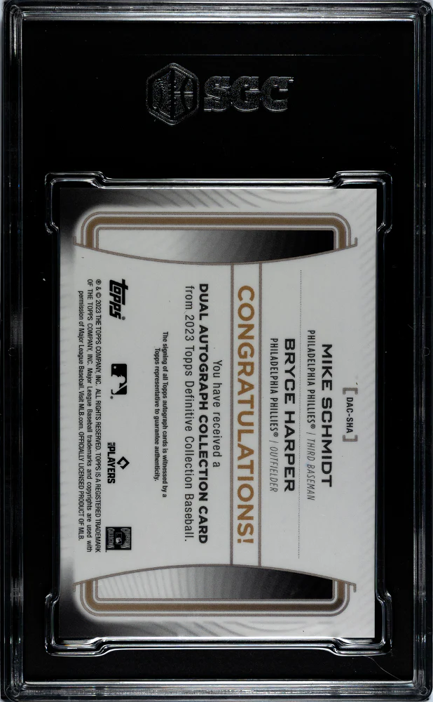 2023 Definitive # Mike Schmidt/Bryce Harper Definitive Collection 10/10 SGC 10 - Image 2