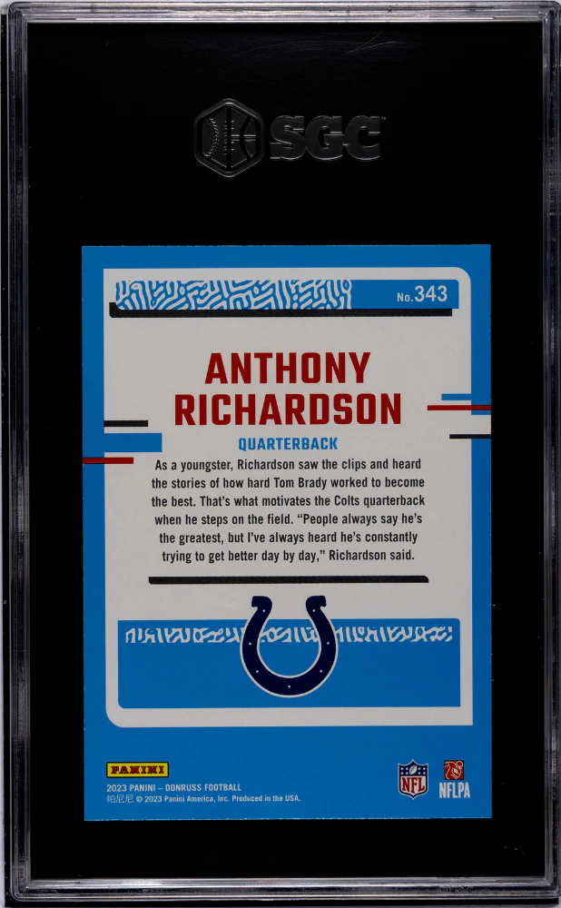 2023 Donruss #343 Anthony Richardson Rated Rookie SGC 8.5 - Image 2