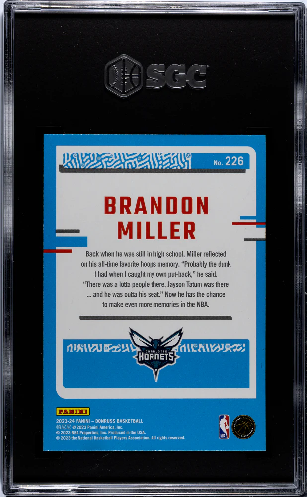 2023 Donruss Brandon Miller #226 RC SGC 9 - Image 2