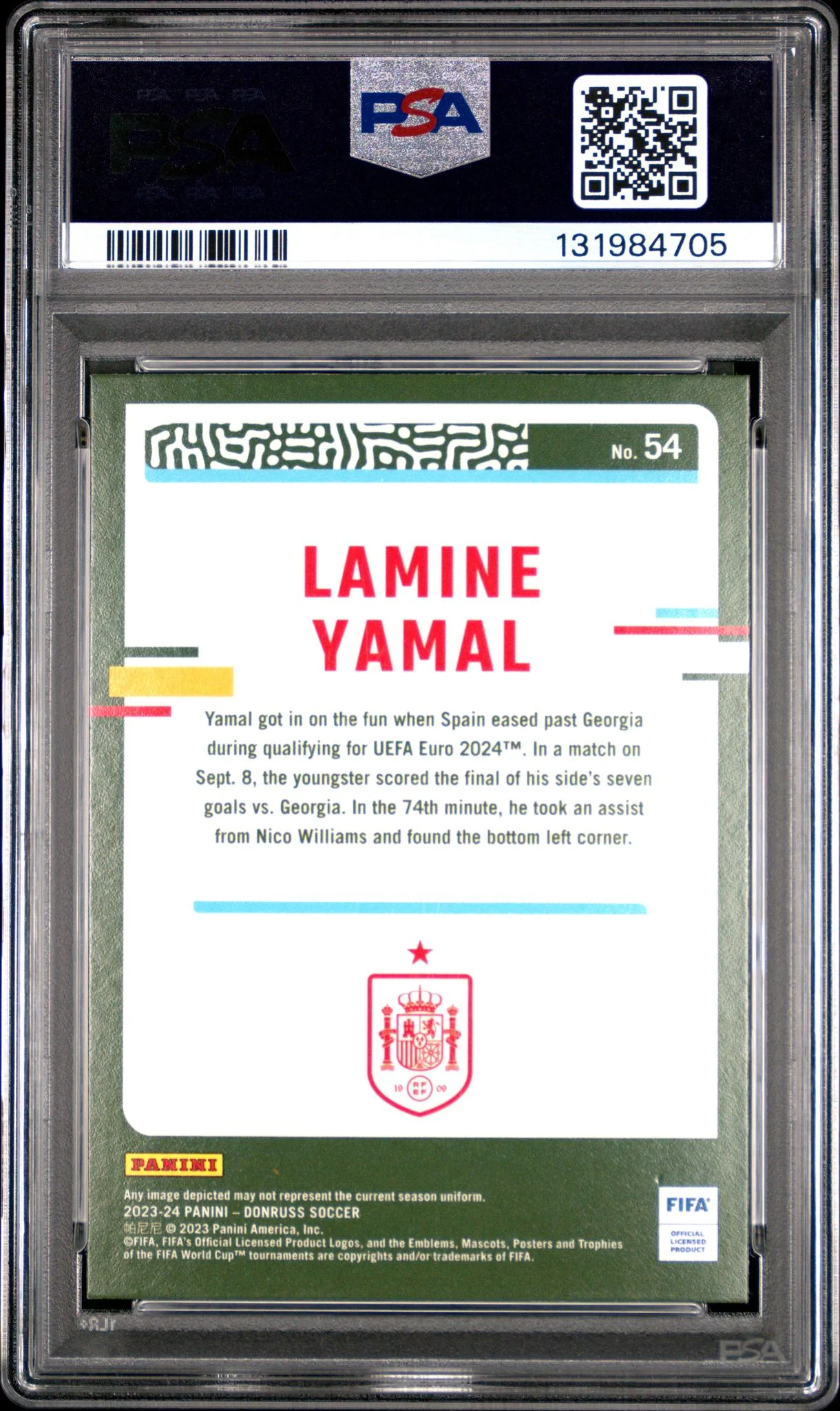 2023 Donruss Fifa Lamine Yamal #54 PSA 9 - Image 2