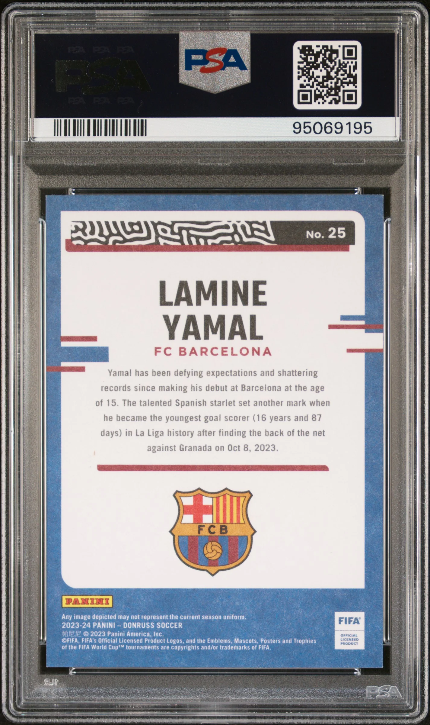 2023 Donruss Fifa the Rookies Lamine Yamal #25 PSA 9 - Image 2