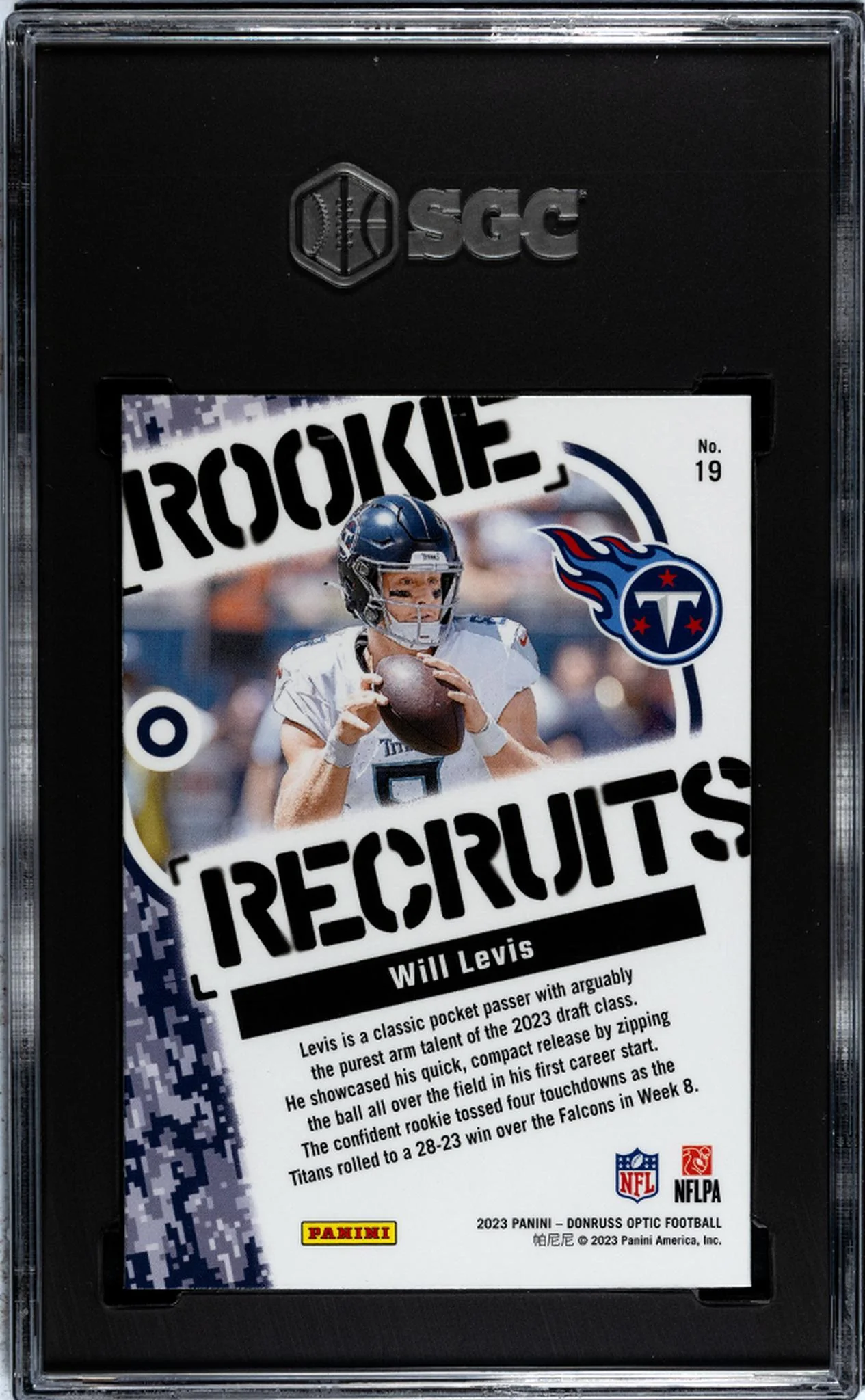 2023 Donruss Optic Rookie Recruits Will Levis #19 RC SGC 9.5 - Image 2