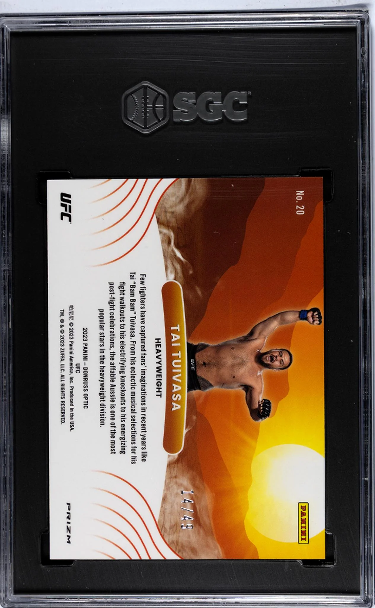 2023 Donruss Optic #20 Tai Tuivasa Rising Suns /49 SGC 9 - Image 2