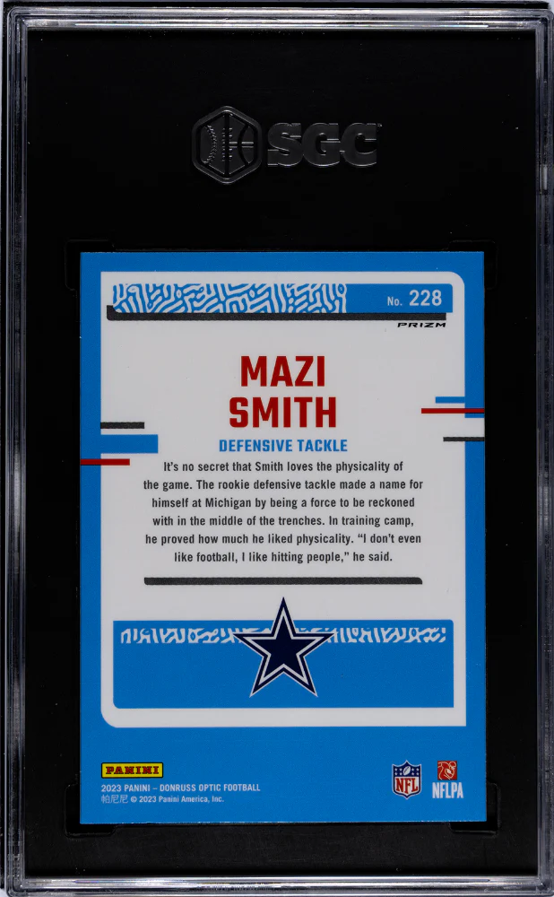 2023 Donruss Optic Blue Hyper Prizm Mazi Smith #228 RC SGC 9 - Image 2