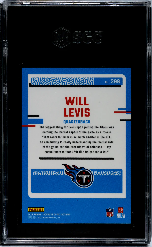 2023 Donruss Optic Will Levis #298 RC SGC 10 - Image 2