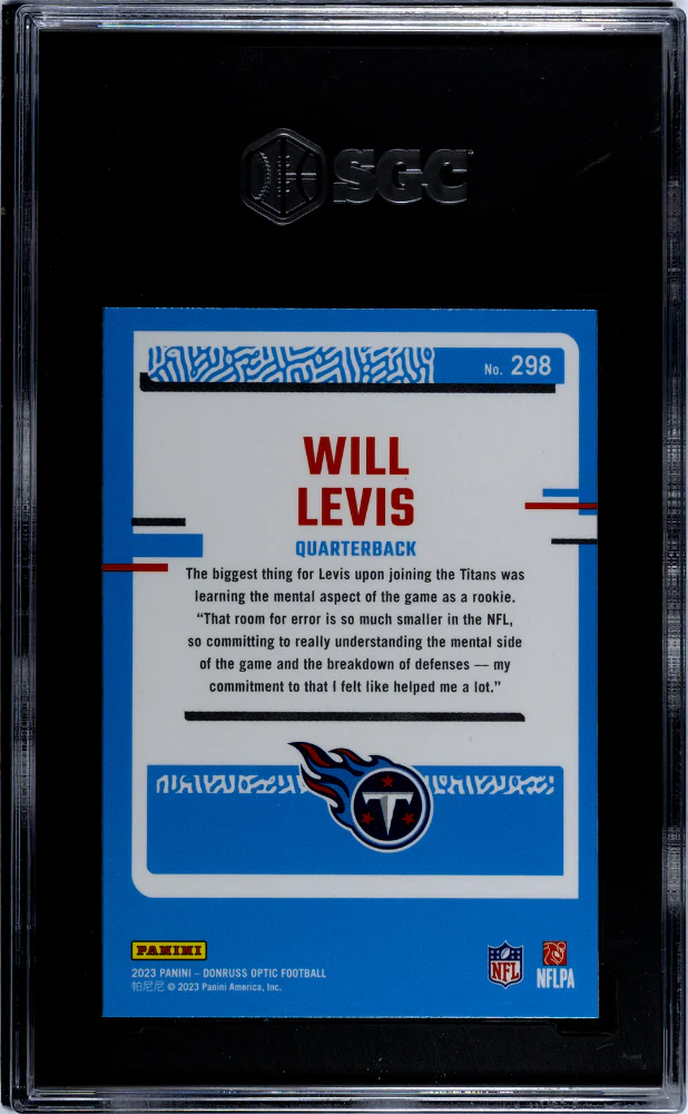 2023 Donruss Optic Will Levis #298 RC SGC 9.5 - Image 2