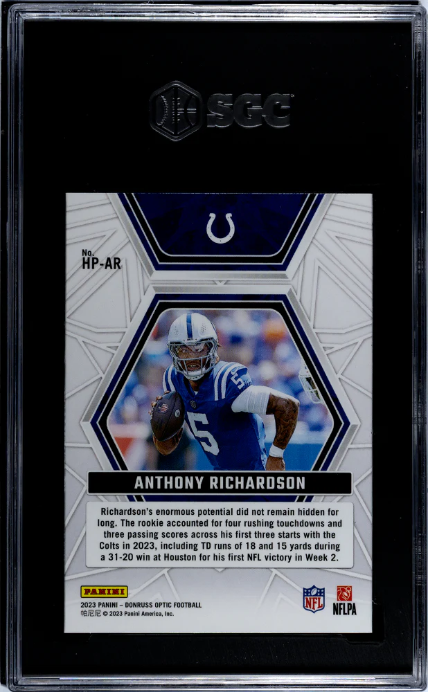 2023 Donruss Optic Hidden Potential Anthony Richardson #HP-AR RC SGC 9.5 - Image 2
