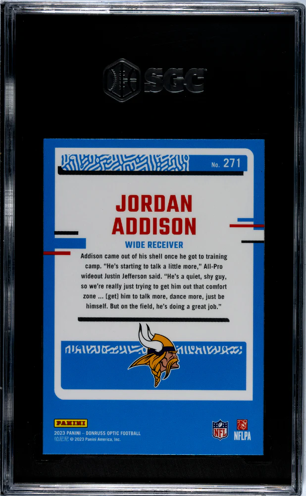 2023 Donruss Optic Jordan Addison #271 RC SGC 10 - Image 2