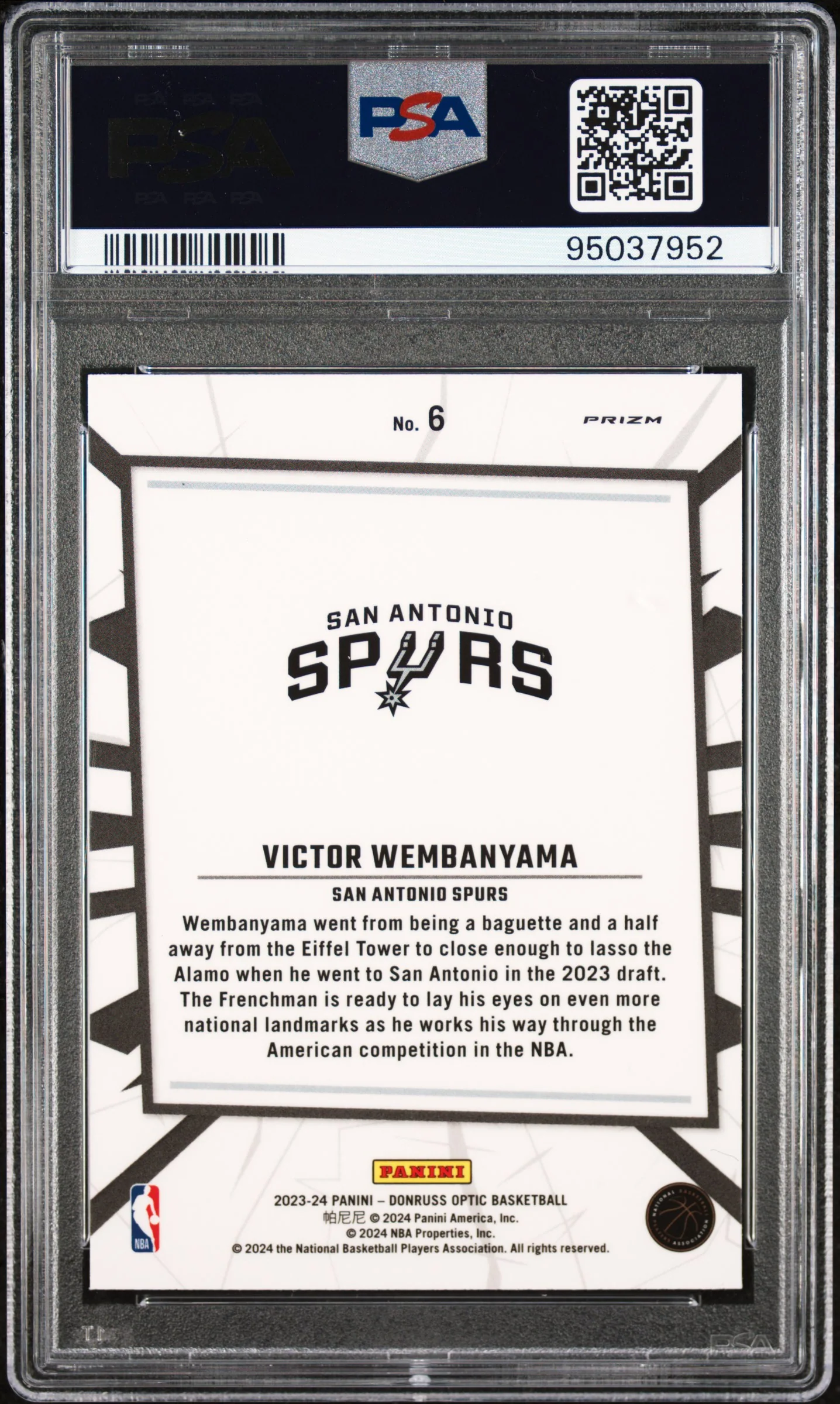 2023 Donruss Optic My House Holo Victor Wembanyama #6 PSA 9 - Image 2