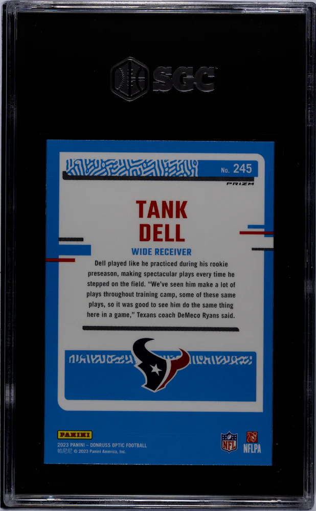 2023 Donruss Optic Red Hyper Prizm Tank Dell #245 RC SGC 10 - Image 2