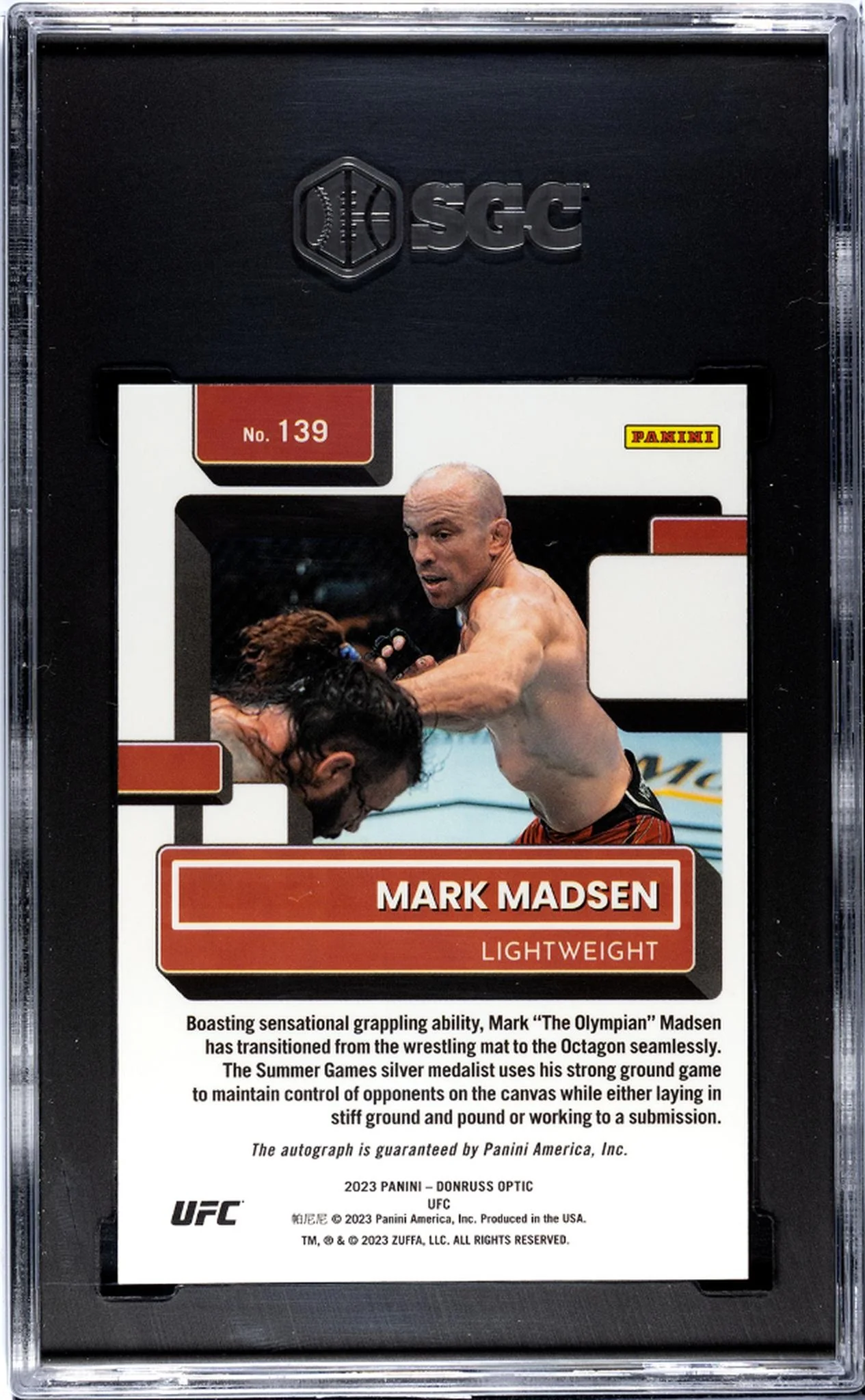 2023 Donruss Optic UFC Mark Madsen #139 RC Auto SGC 8 Auto 10 - Image 2