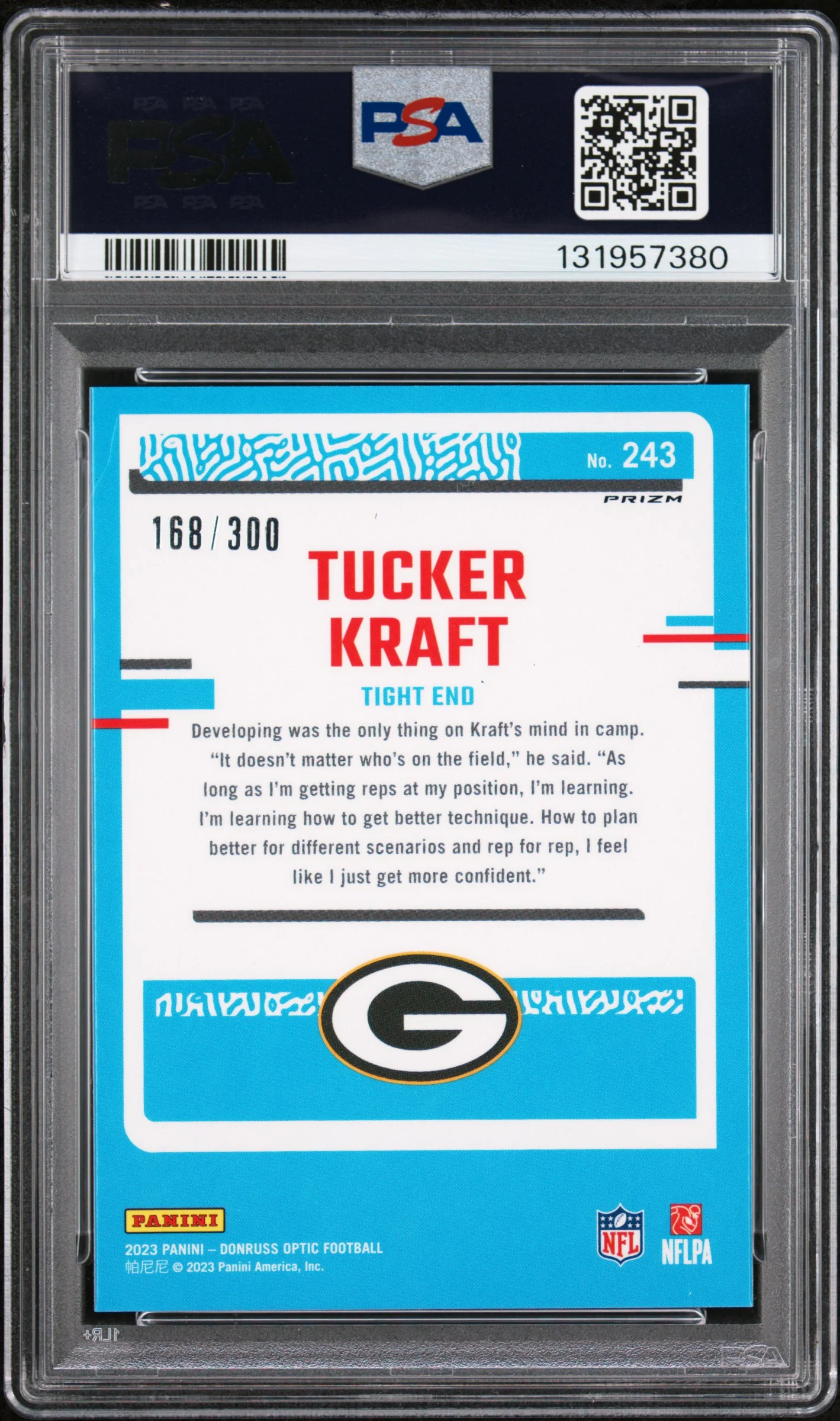 2023 Donruss Optic Wave Tucker Kraft #243 /300 PSA 9 - Image 2