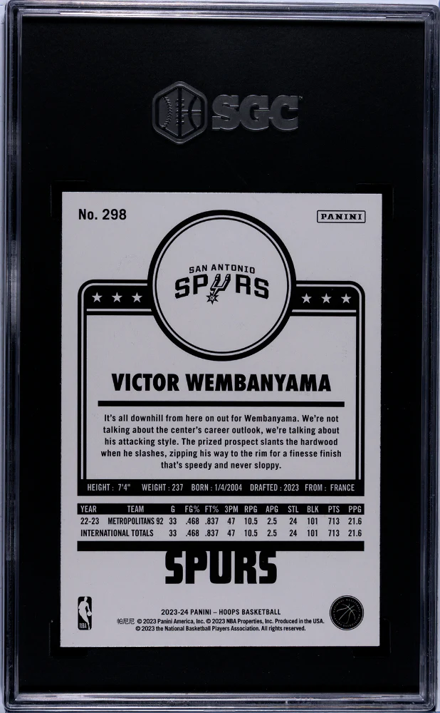 2023 Hoops #298 Victor Wembanyama Winter SGC 9.5 - Image 2
