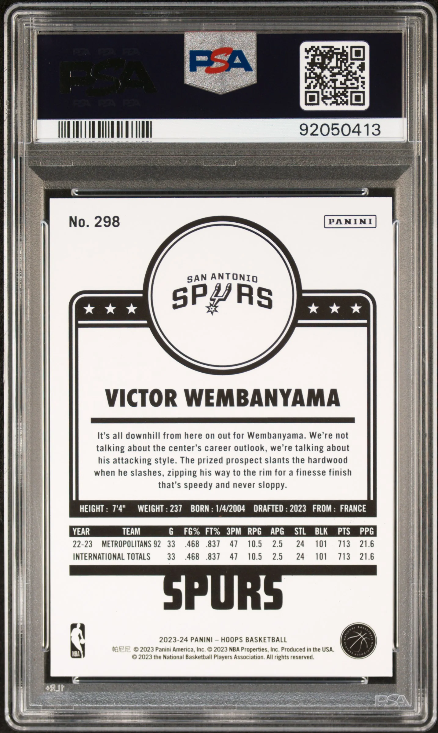 2023 Hoops Victor Wembanyama #298 PSA 10 - Image 2