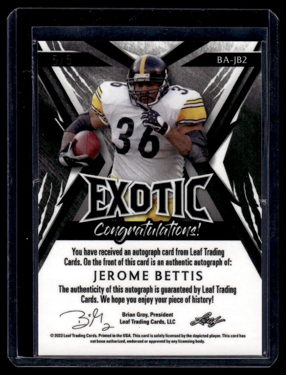 2023 Leaf Exotic Jerome Bettis #BA-JB2 Auto /5 - Image 2