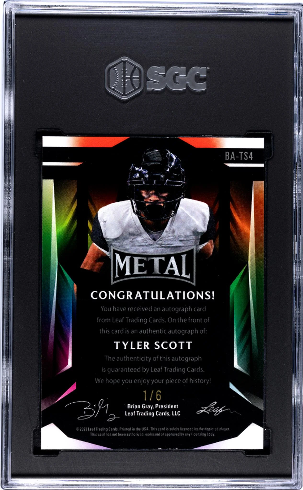 2023 Leaf Metal #BA-TS4 Tyler Scott /6 SGC 9.5 - Image 2