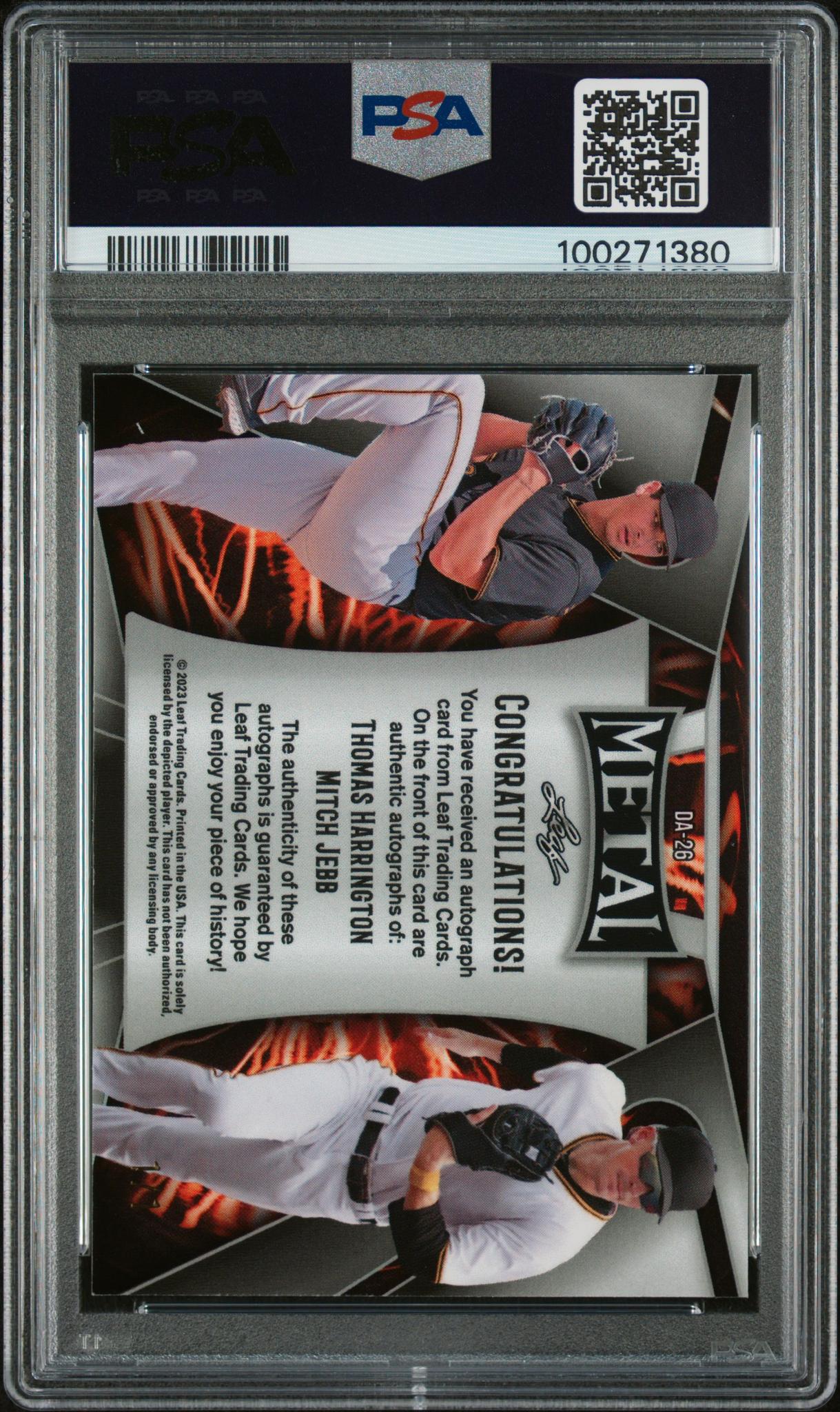 2023 Leaf Metal Dual Autographs Dual Auto-Sky Crystal 1/1 Harrington Jebb #DA26 PSA 10 - Image 2