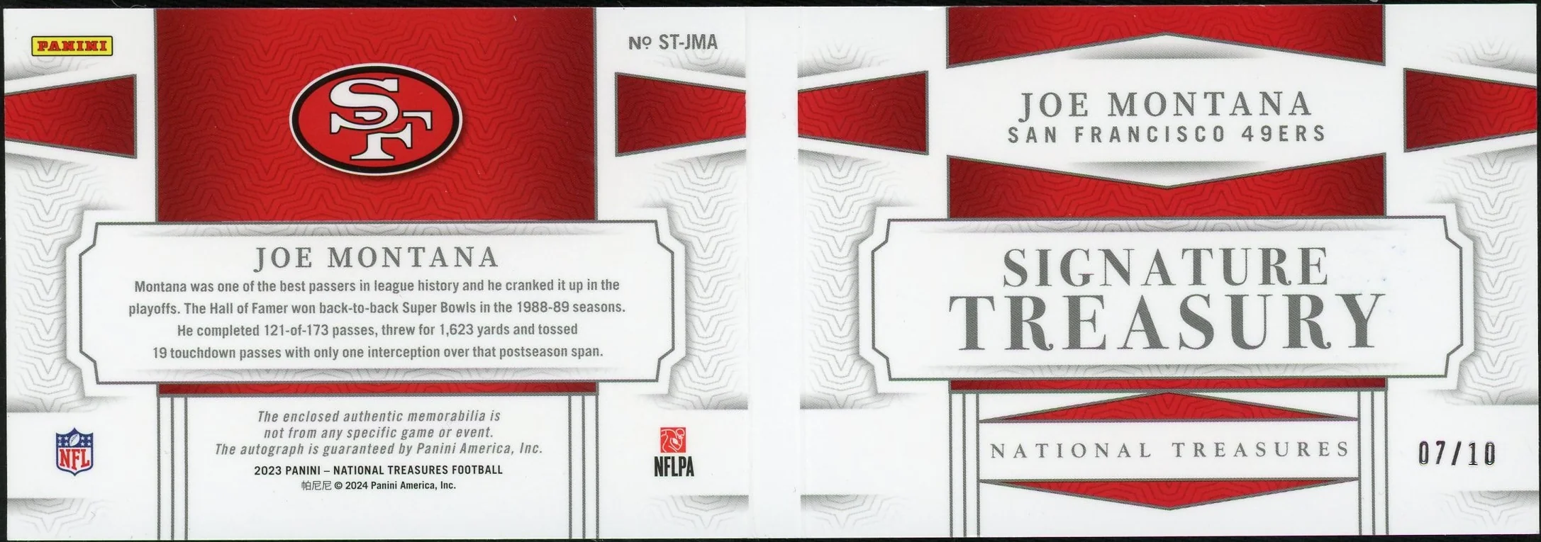 2023 National Treasures Joe Montana Signature Treasury Booklet /10 - Image 2