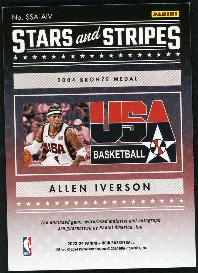 2023 Noir Allen Iverson Stars and Stripes Auto /49 - Image 2