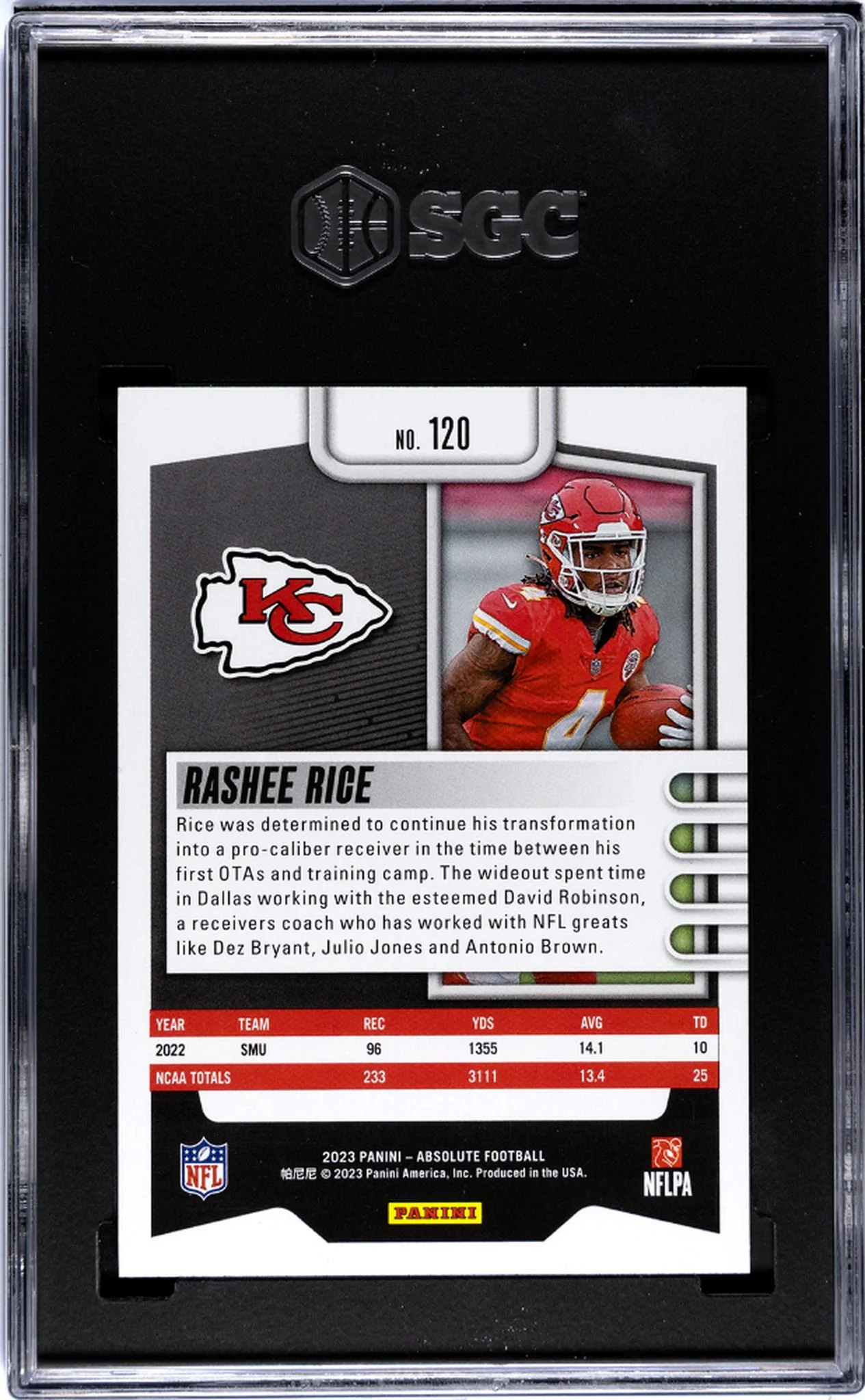 2023 Panini Absolute Black Rashee Rice #120 RC SGC 9.5 - Image 2