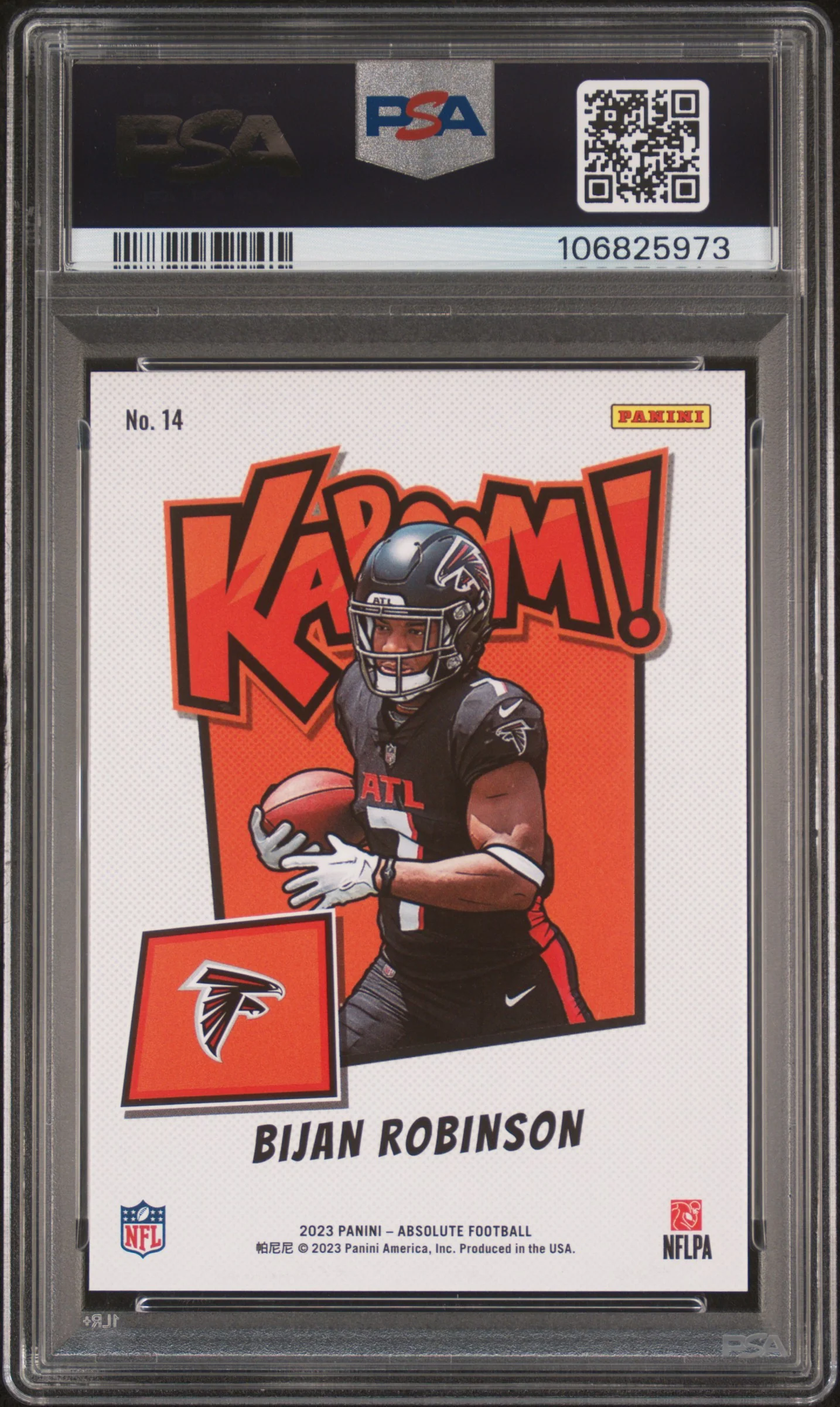 2023 Panini Absolute Kaboom! Horizontal Bijan Robinson #14 PSA 9 - Image 2