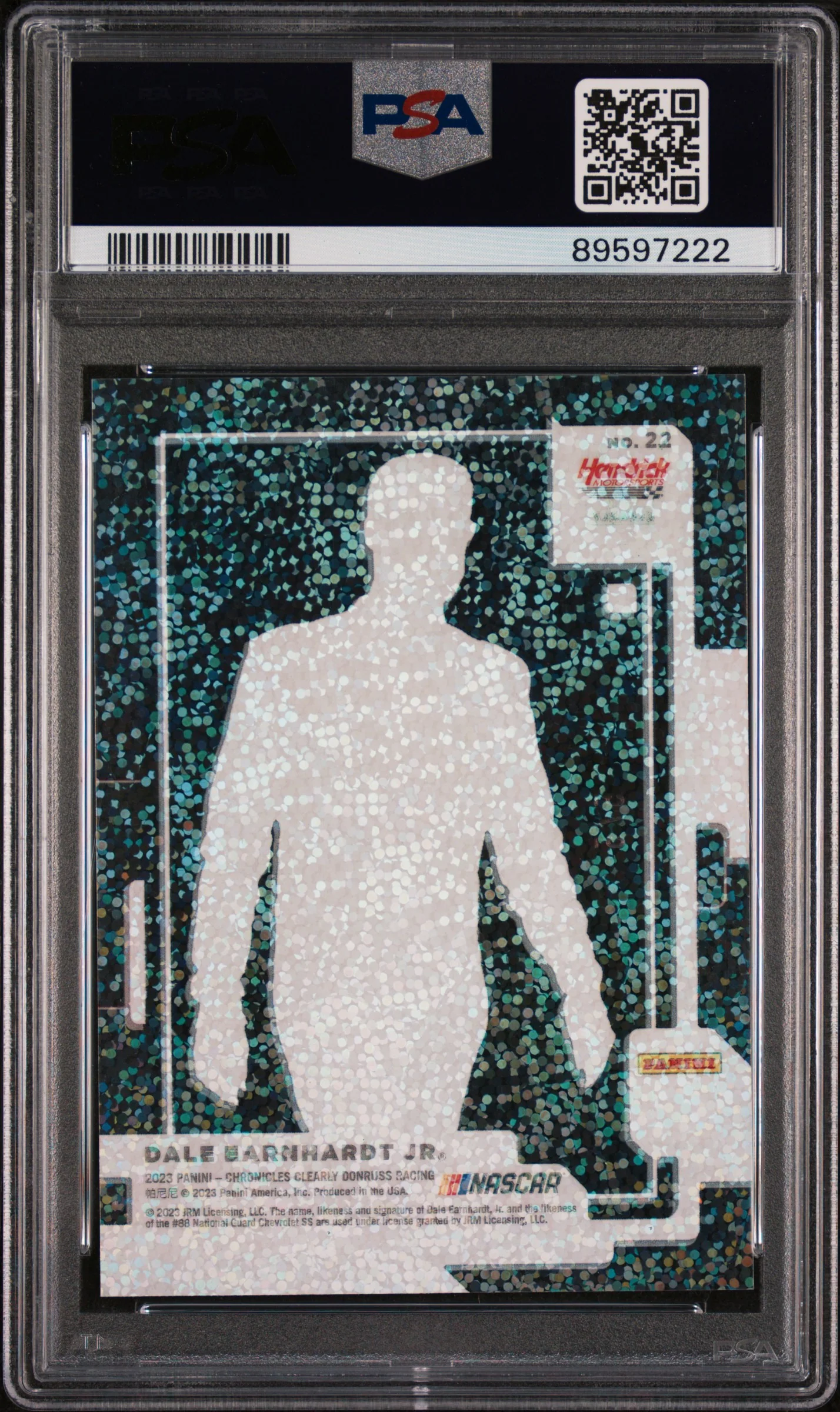 2023 Panini Chronicles Clearly Donruss-Green Dale Earnhardt Jr #22 PSA 10 - Image 2