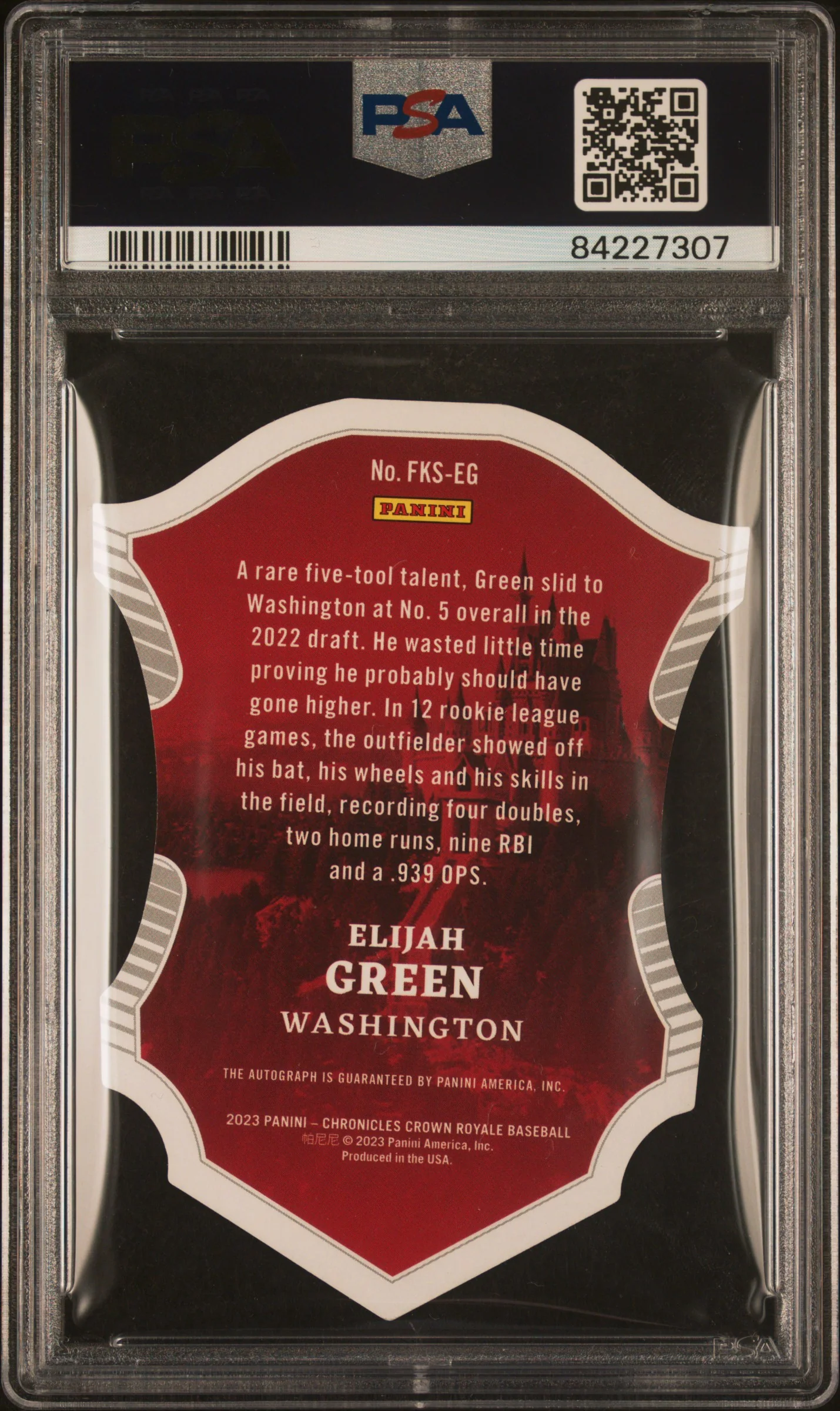 2023 Panini Chronicles Future Kings Elijah Green #FKS-EG Auto PSA 9 - Image 2