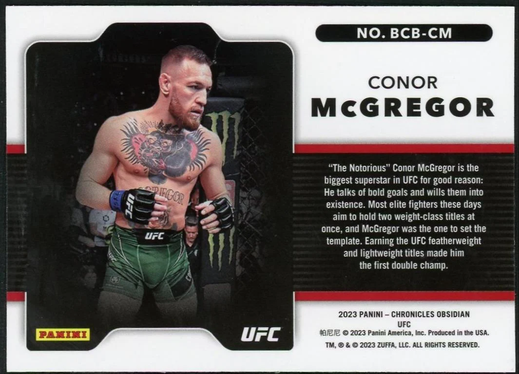 2023 Panini Chronicles UFC Obsidian Black Color Blast Conor McGregor - Image 2