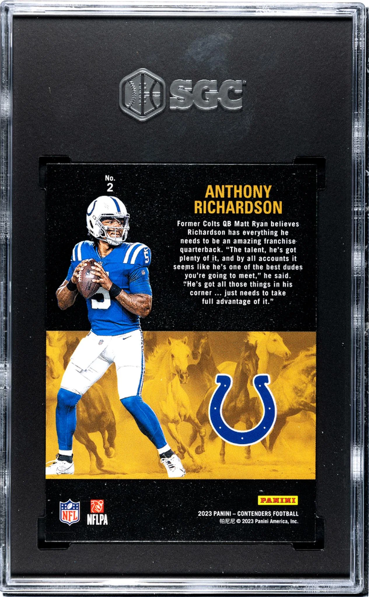 2023 Panini Contenders Rookie Stallions Anthony Richardson #2 SGC 9 - Image 2