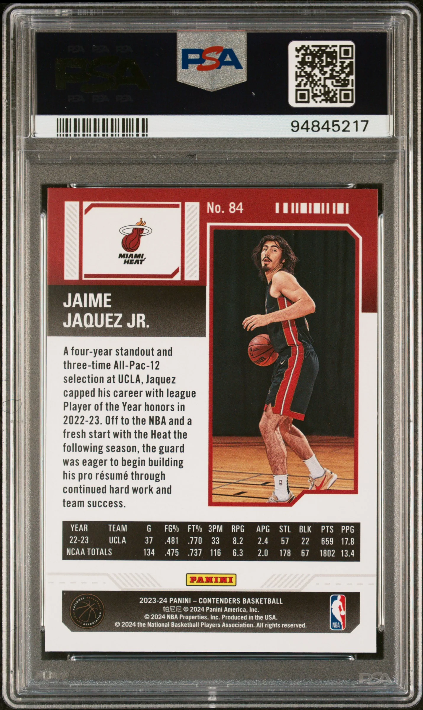 2023 Contenders Jaime Jaquez Jr. #84 RC PSA 10 - Image 2