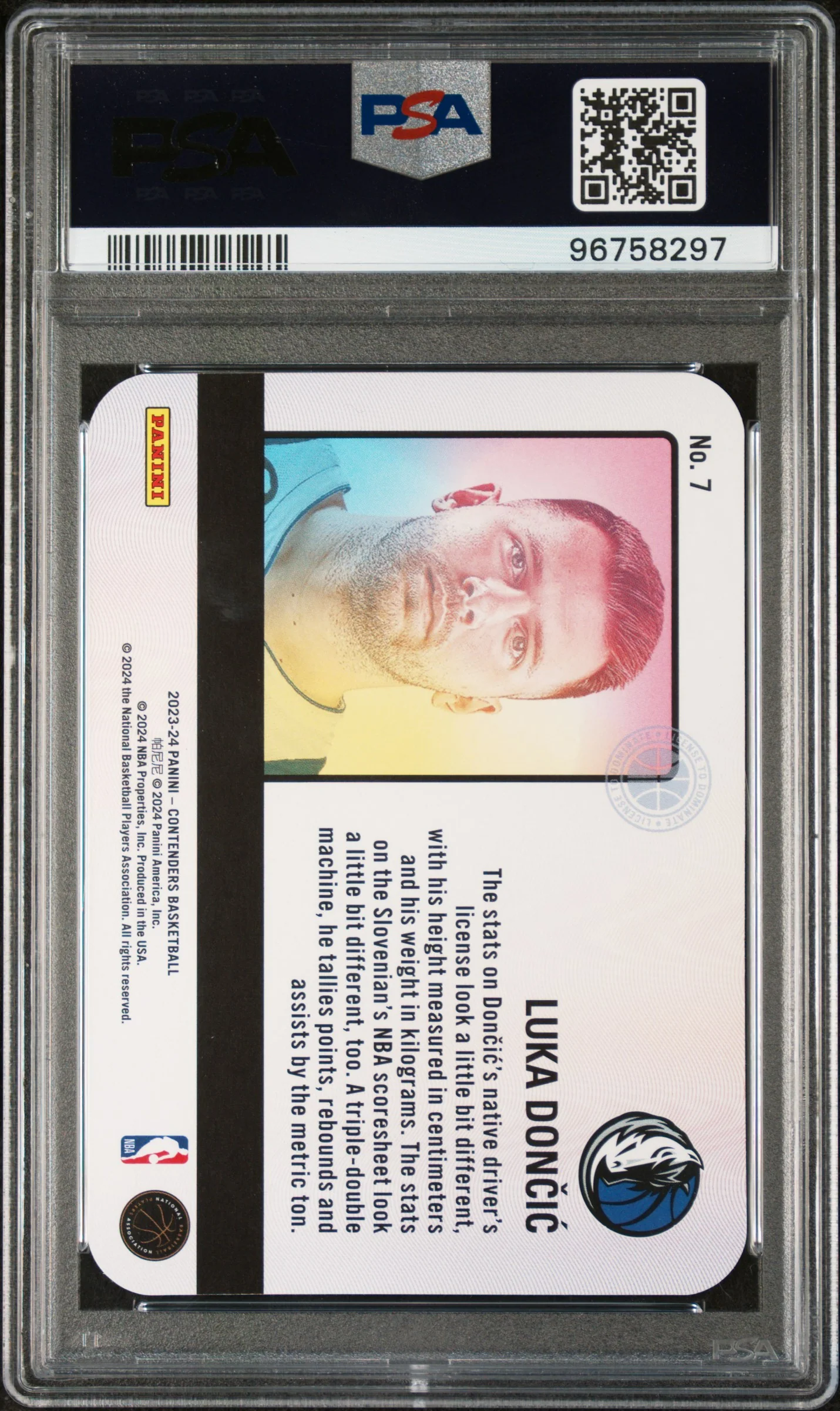 2023 Panini Contenders License To Dominate Luka Doncic #7 PSA 10 - Image 2