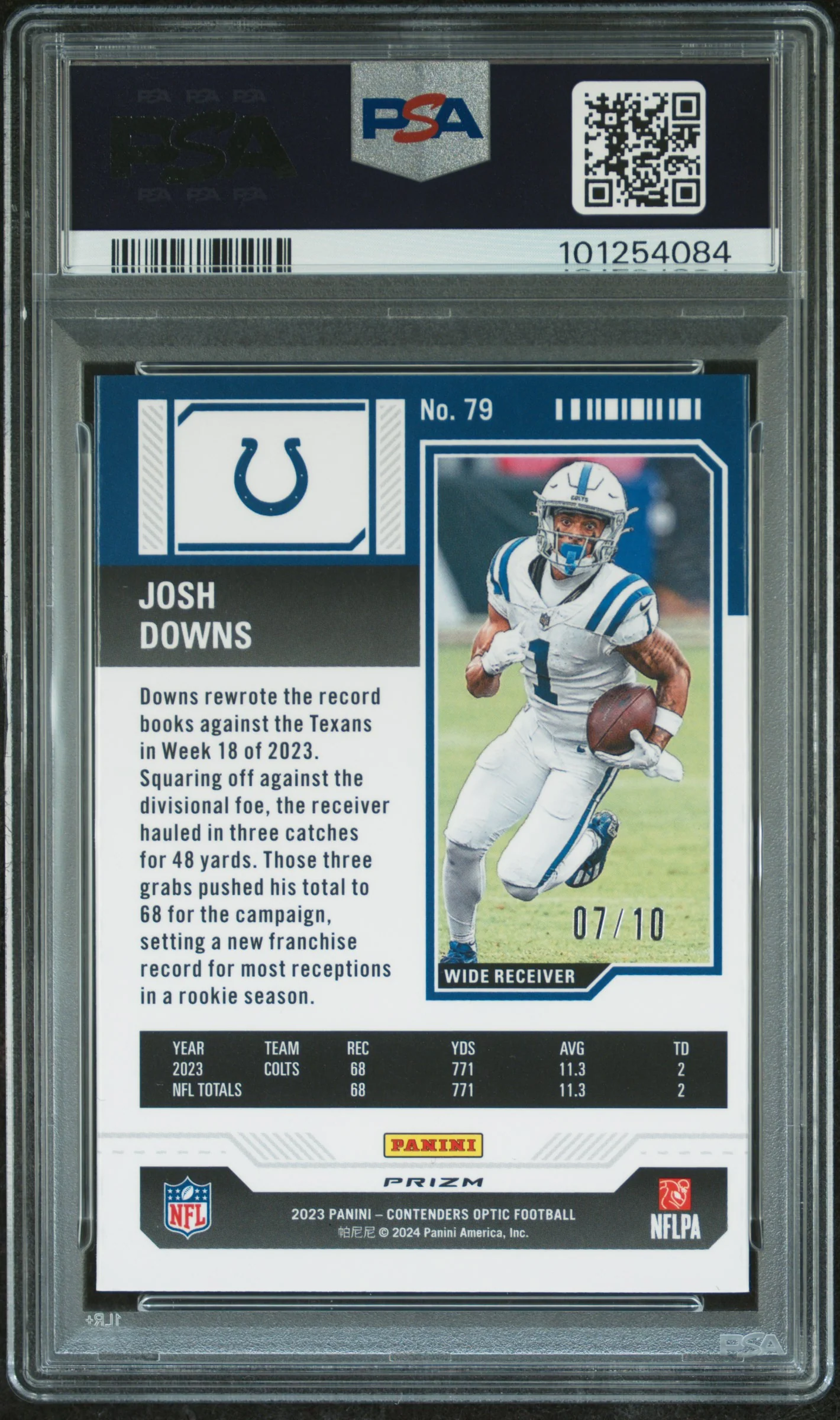 2023 Panini Contenders Optic Gold Josh Downs #79 /10 PSA 9 - Image 2