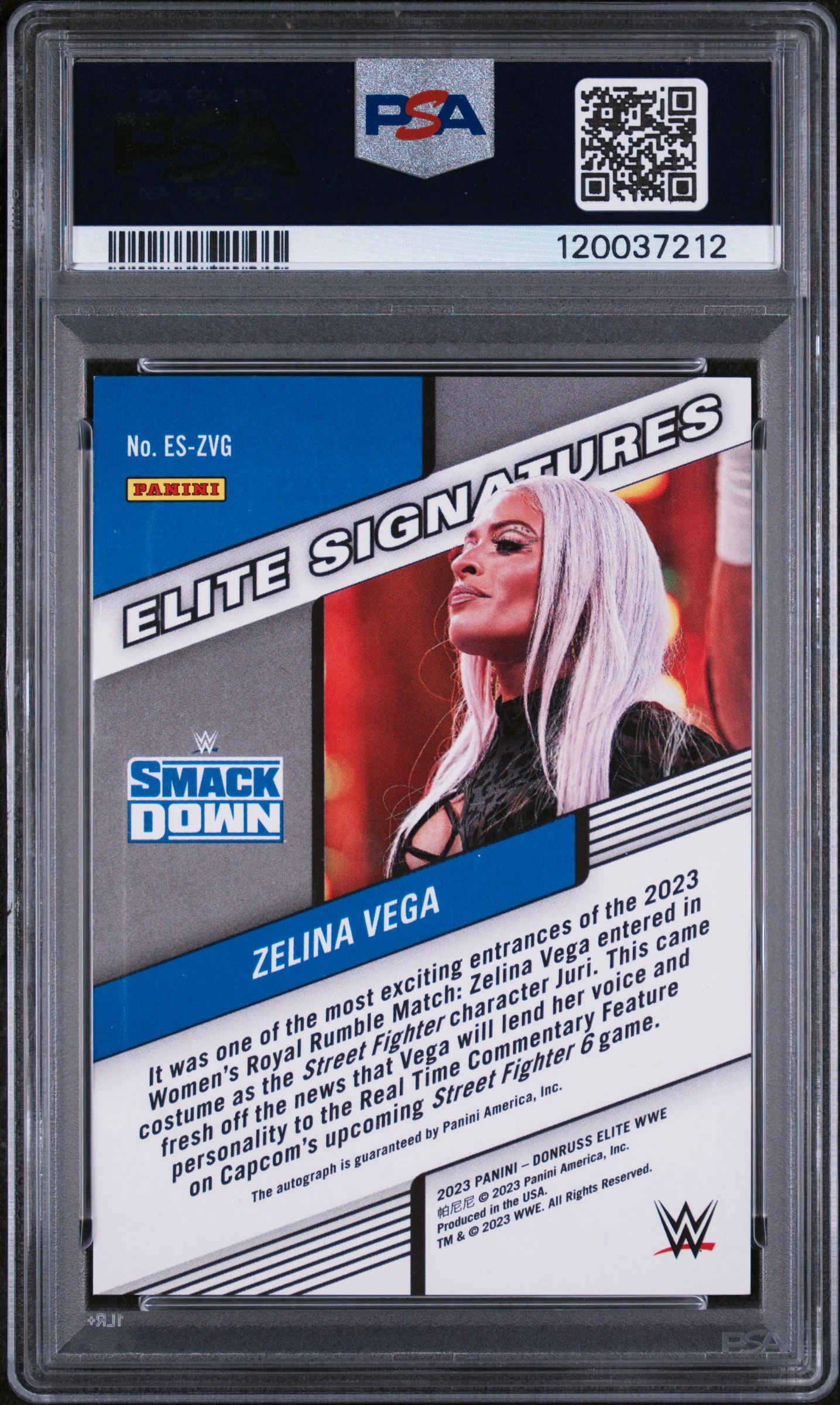 2023 Panini Donruss Elite WWE Signatures Gold Zelina Vega #ES-ZVG Auto /10 PSA 9 - Image 2