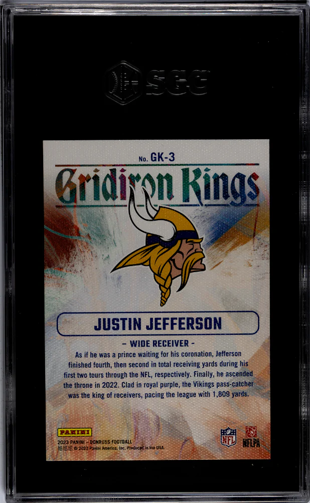 2023 Panini Donruss Gridiron Kings Justin Jefferson #GK-3 SGC 10 - Image 2