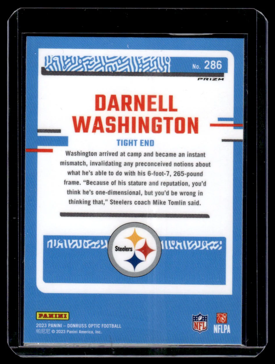 2023 Panini Donruss Optic 286 Darnell Washington Rated Rookie Prizm Rookie Steelers - Image 2