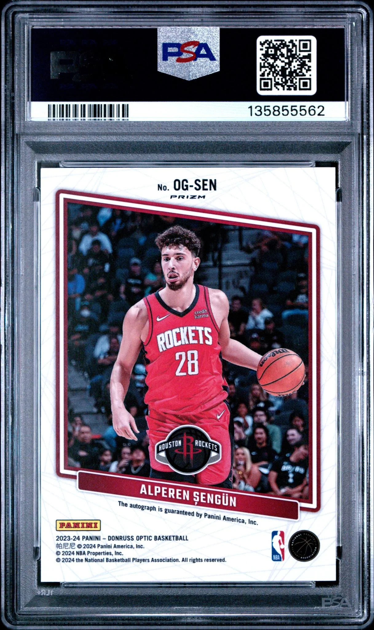 2023 Panini Donruss Optic Opti-Graphs Opti-Graphs-Choice Alperen Sengun #OGSEN PSA 8 - Image 2