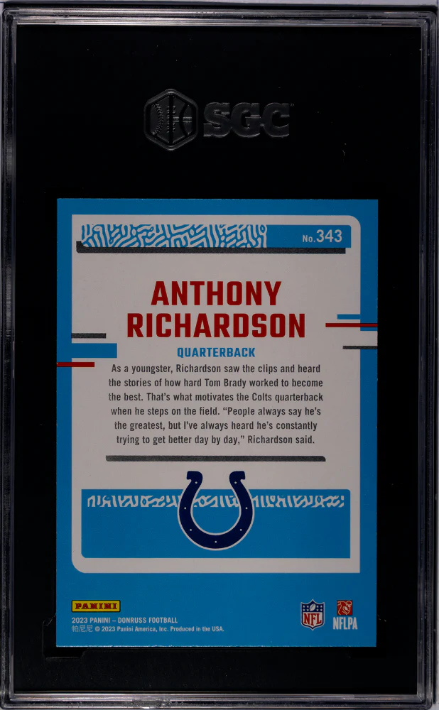 2023 Panini Donruss Rated Rookie Anthony Richardson #343 RC SGC 9.5 - Image 2