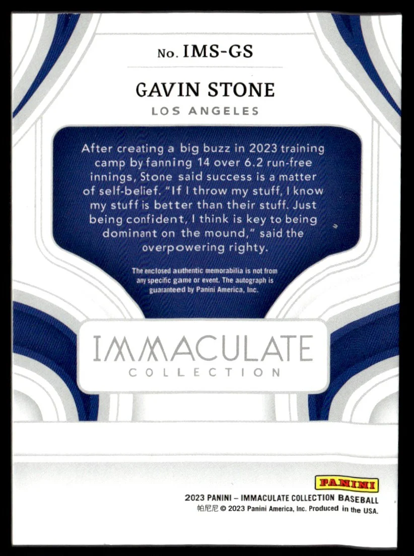 2023 Panini Immaculate Gavin Stone #IMS-GS Patch Auto /99 - Image 2