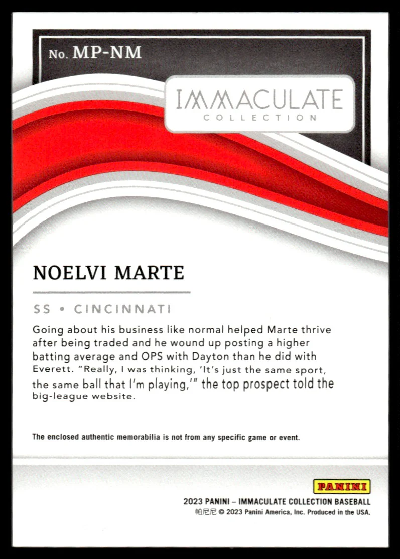 2023 Panini Immaculate Noelvi Marte #MP-NM Patch /10 - Image 2