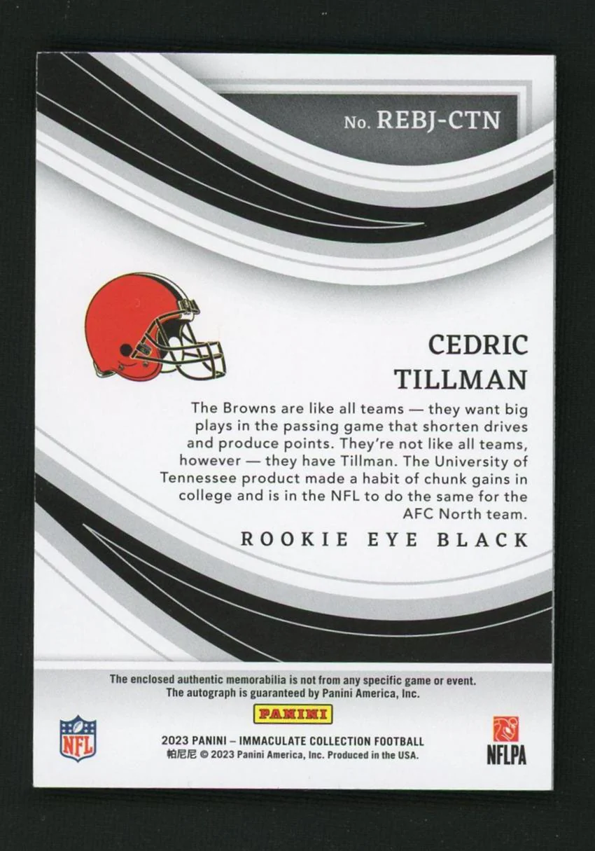 2023 Panini Immaculate Rookie Eye Black Cedric Tillman #REBJ-CTN RC RPA /25 - Image 2