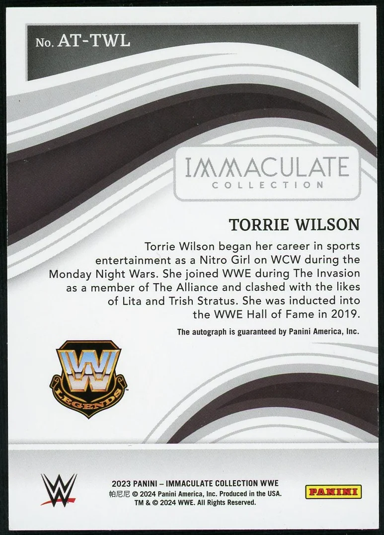 2023 Panini Immaculate WWE Torrie Wilson All Time Greats Auto /49 - Image 2