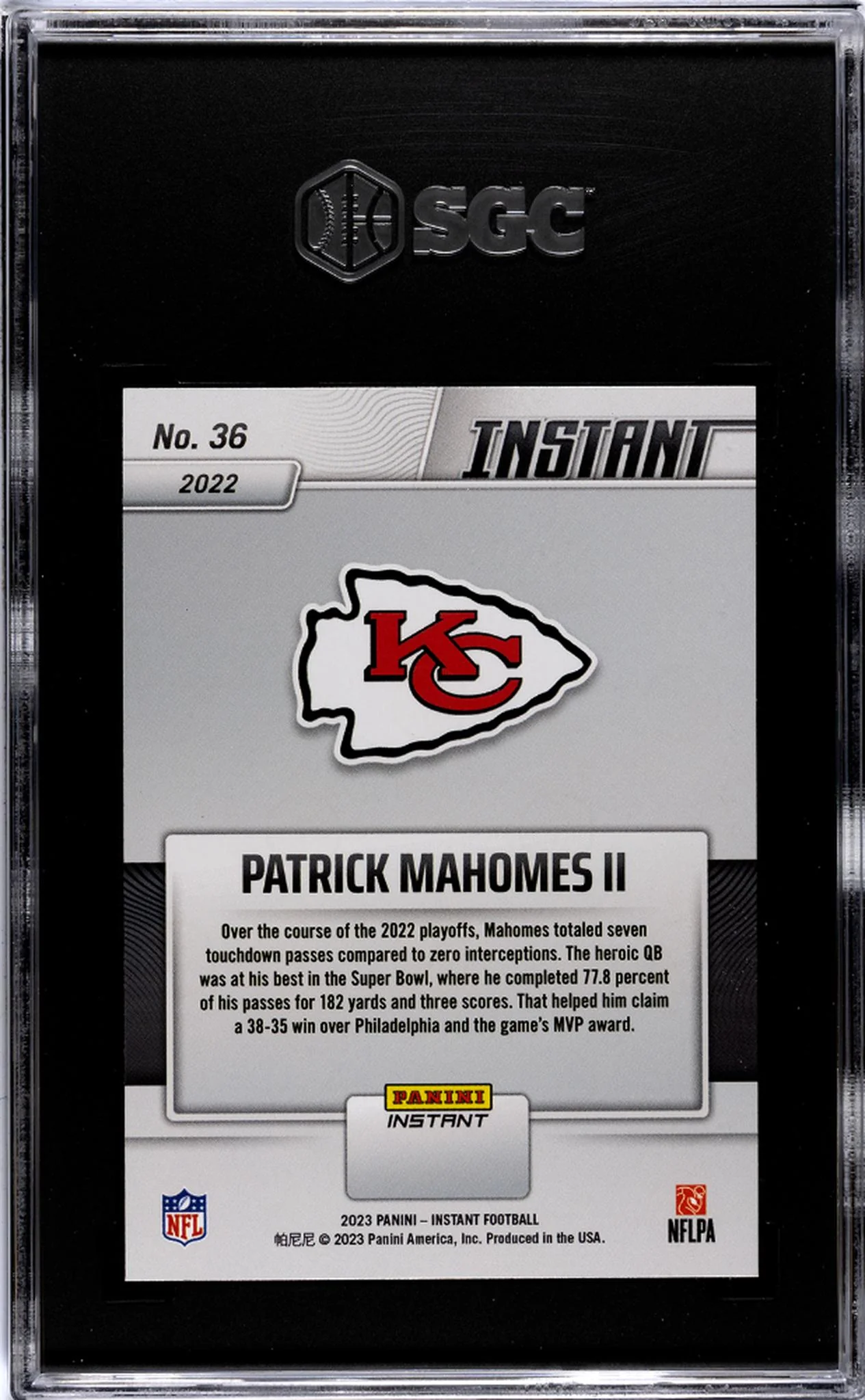 2023 Panini Instant #36 Patrick Mahomes II SGC 9 - Image 2
