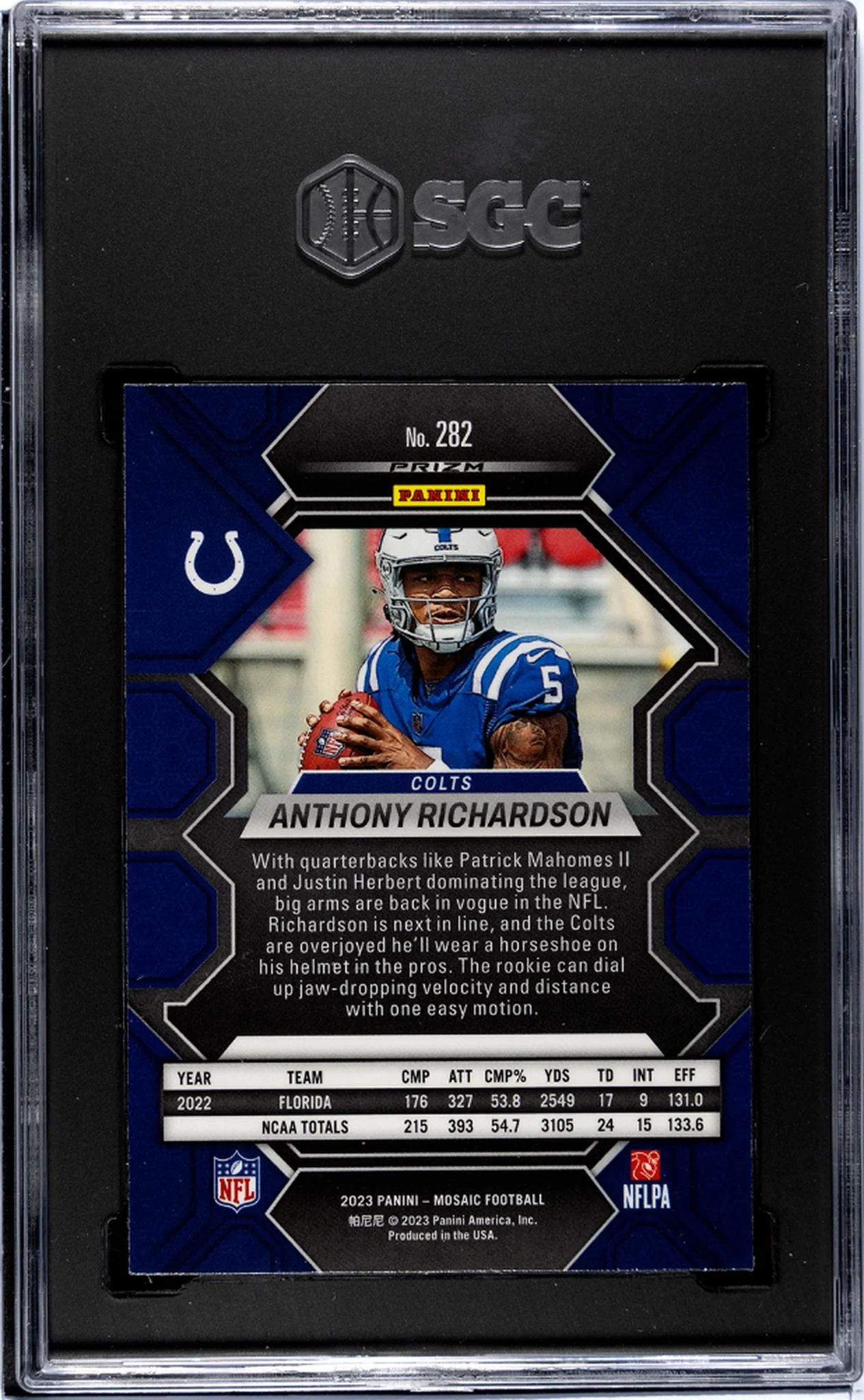 2023 Panini Mosaic Anthony Richardson #282 RC SGC 9.5 - Image 2