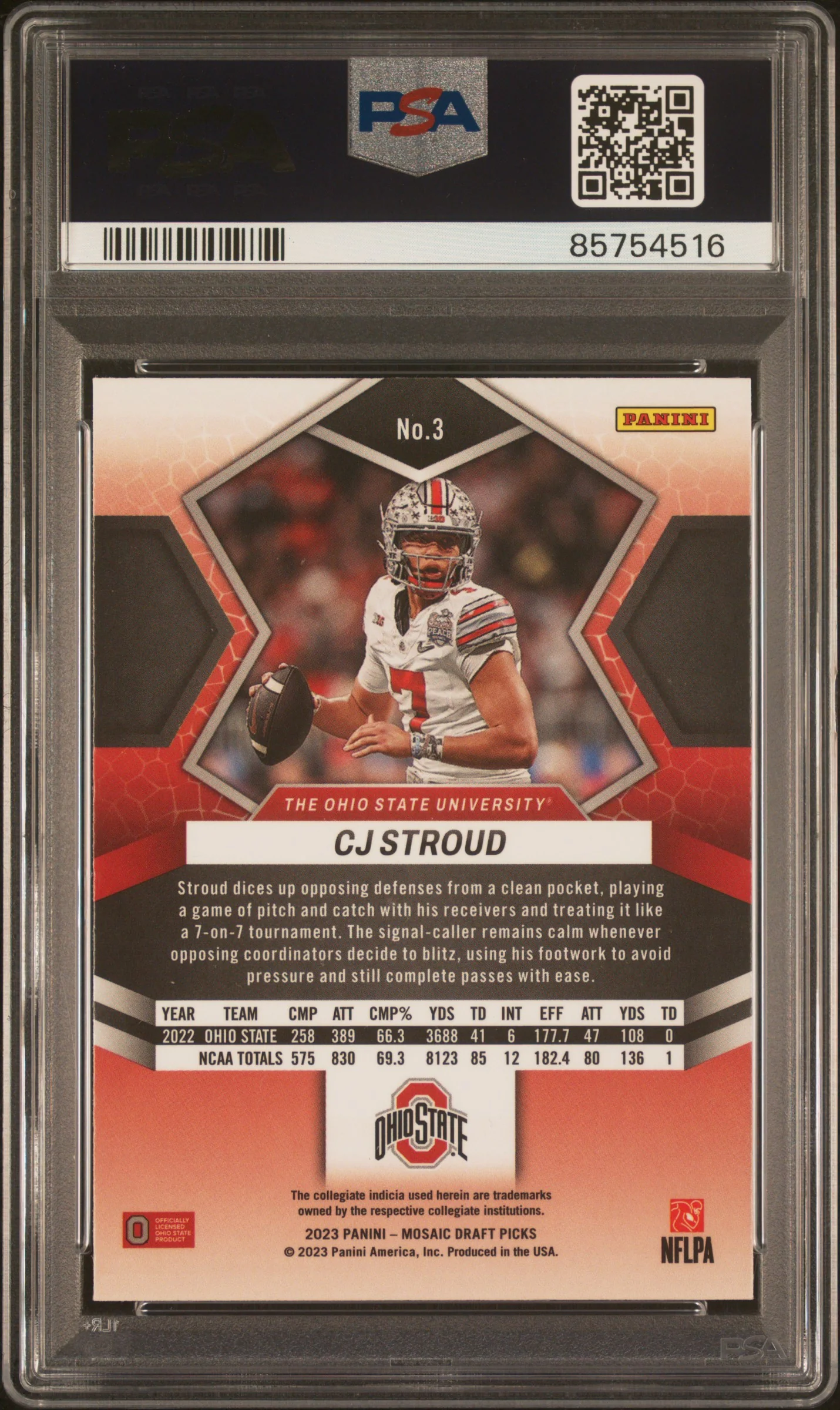 2023 Panini Mosaic Draft Picks CJ Stroud #3 PSA 10 - Image 2