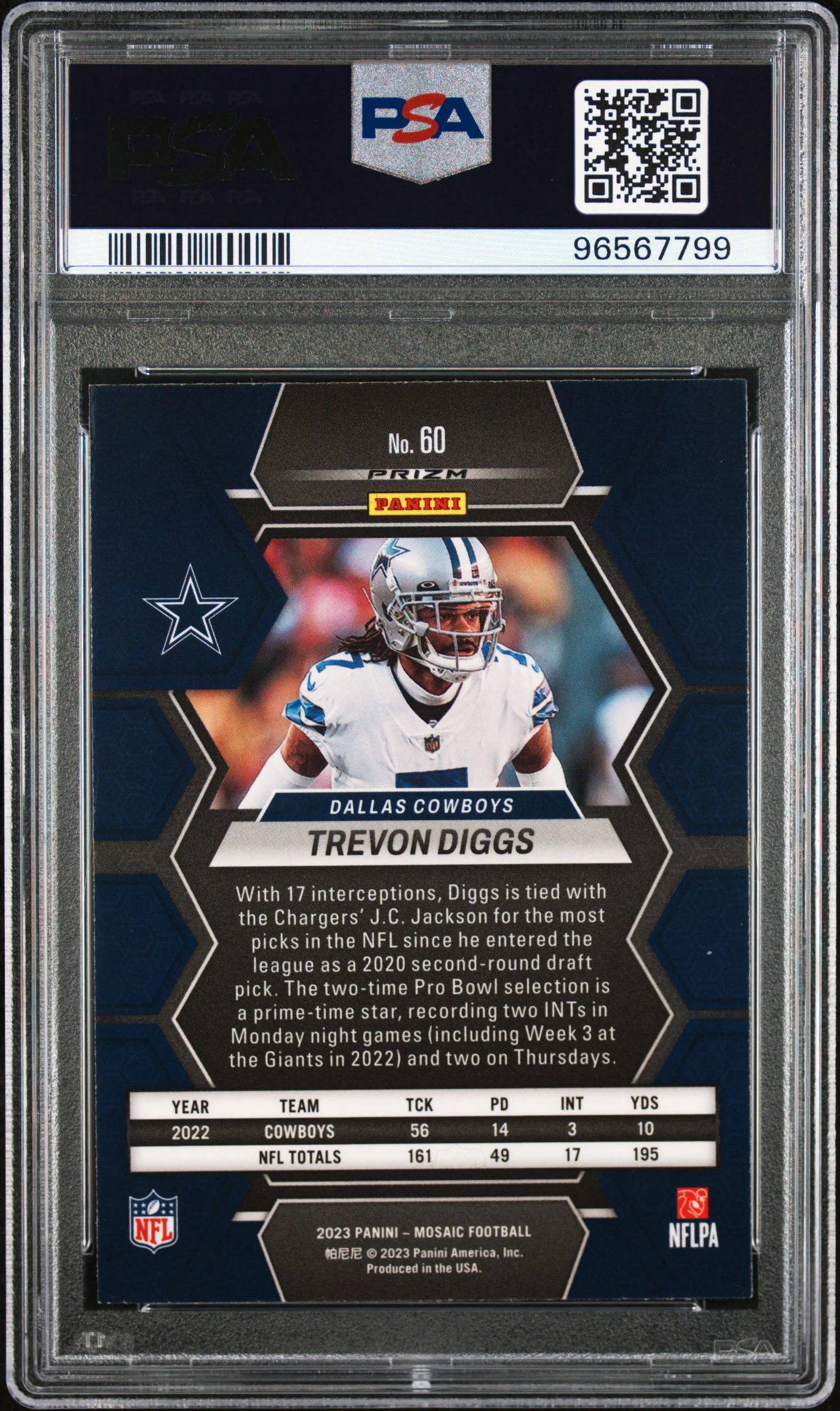 2023 Panini Mosaic Genesis Trevon Diggs #60 SSP PSA 9 - Image 2