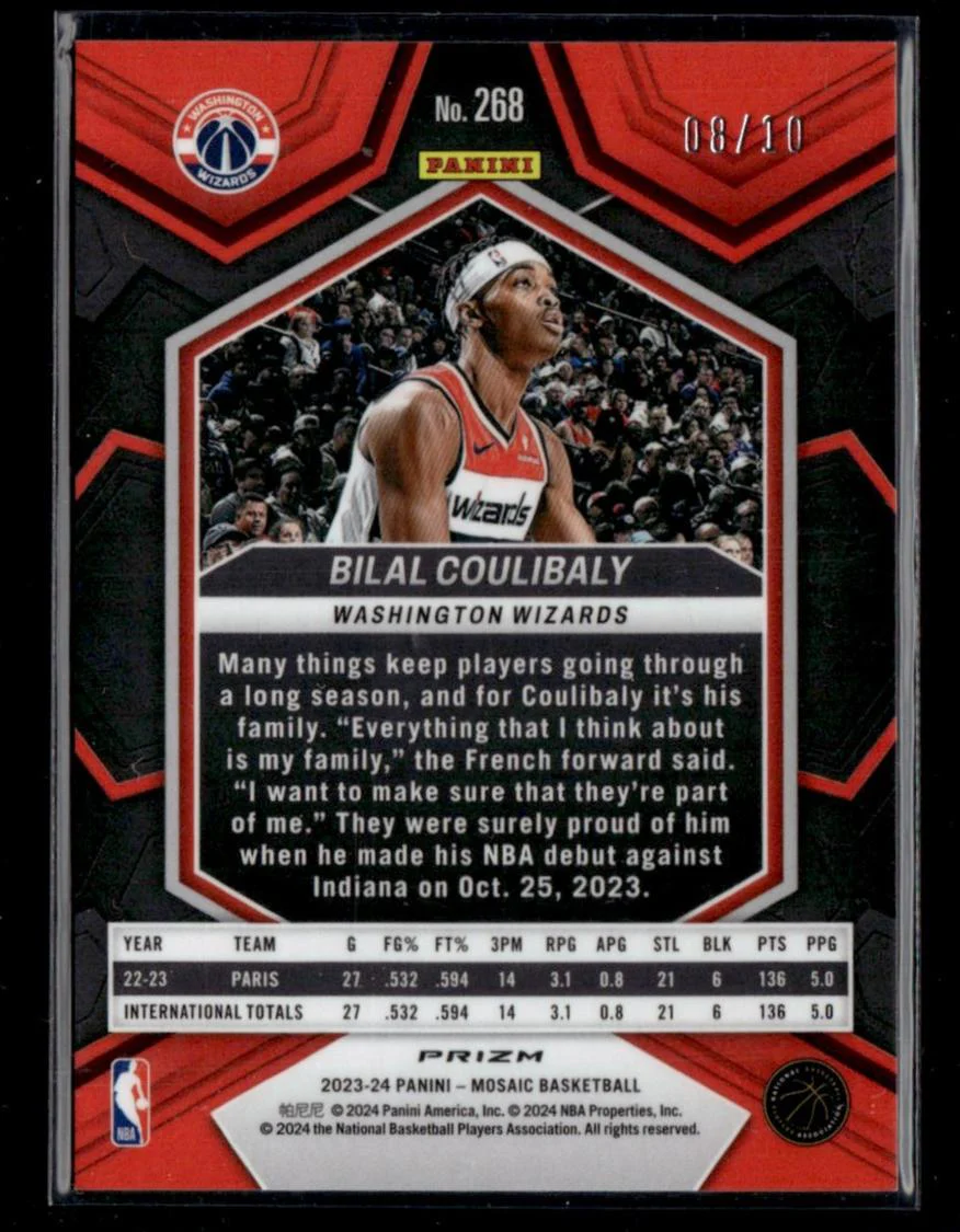 2023 Panini Mosaic NBA Debut Bilal Coulibaly #268 RC /10 - Image 2