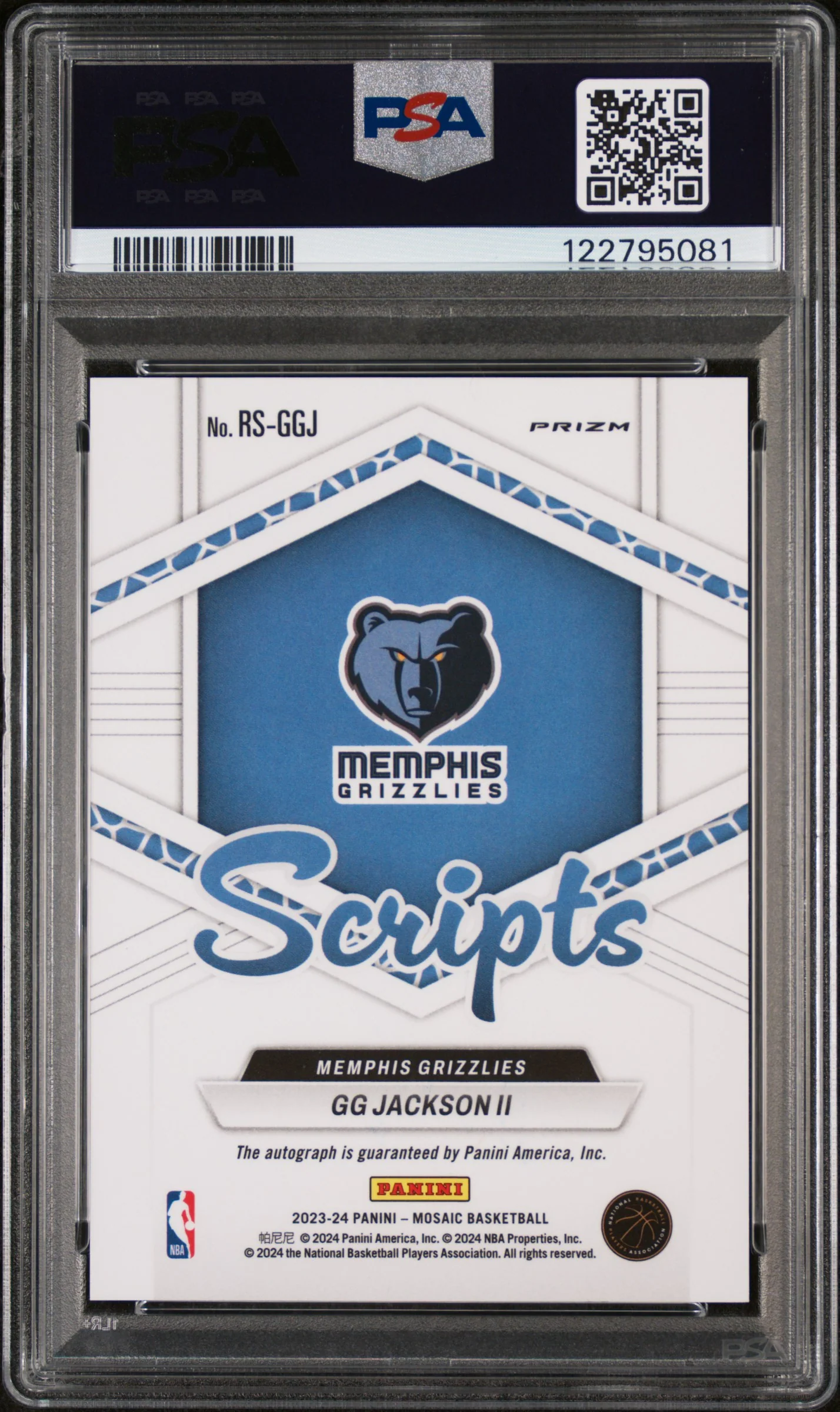 2023 Panini Mosaic Rookie Scripts Green Ice GG Jackson II #RS-GGJ RC Auto PSA 8 - Image 2