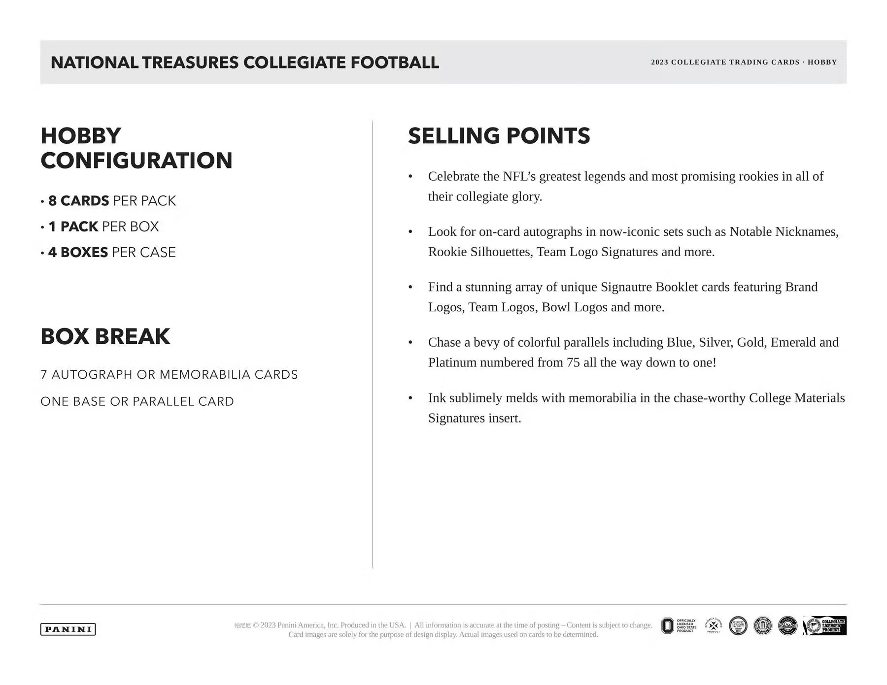 2023 Panini National Treasures Collegiate Football Hobby Box - Image 6